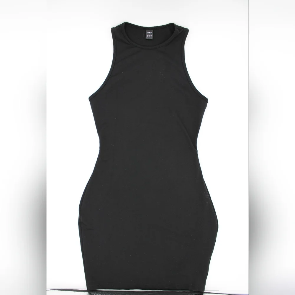Shein Black High Neck Stretch Mini Tank Dress